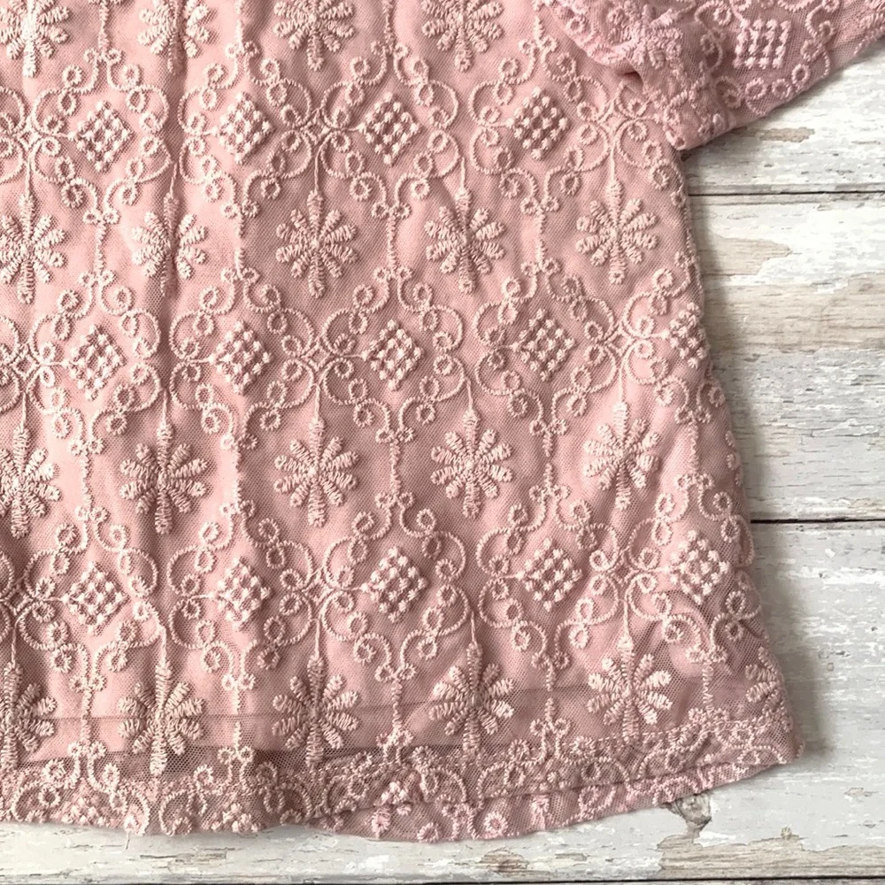 OshKosh 4T Girls Pink Lace Dress Long Sleeves Toddler Size 4 Genuine Kids